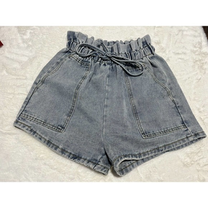 Princess Polly Open Road Denim Paper Bag Shorts Washed Blue‎ sz US 2 UK 6 Jean